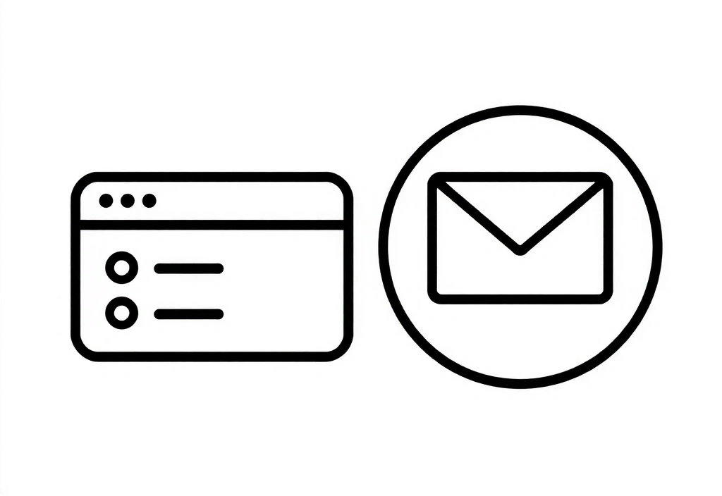 Illustration of an email icon and contact form elements
