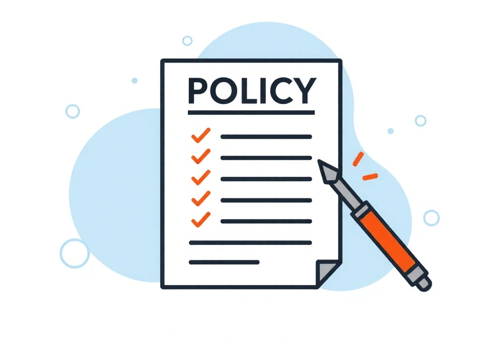 Illustration of a document with a pen, symbolizing policy updates