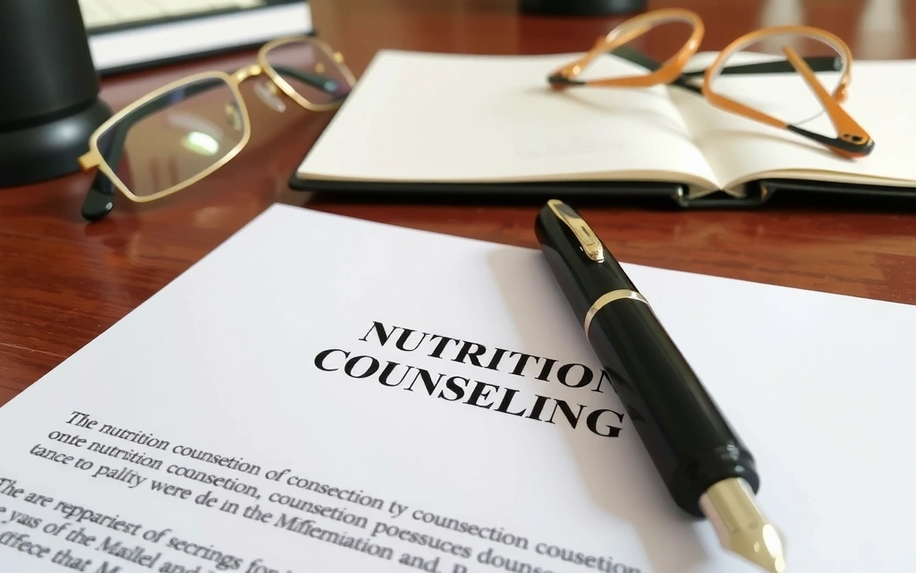 Rechtsdokumente und ein Stift, symbolisiert die rechtlichen Aspekte der Ernährungsberatung